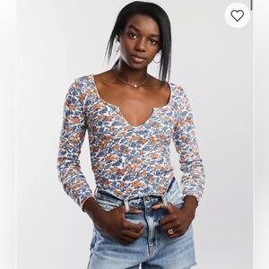 NWOT Free People Ciara Waffle Knit Top